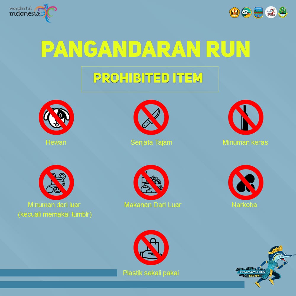 Kira-kira bawa apa aja ya buat nanti? Hmmm..🤔
Asal jangan bawa barang yang dilarang ini yaa!😉👌🏻
.
.
.
#PANGANDARAN
#EXPLOREPANGANDARAN
#WISATAPANGANDRAN
#Pangandaranrun2019
#ReducePlastic
#EventLari
#RUN5K
#RUN10K
#RunTogether
#FunRunning