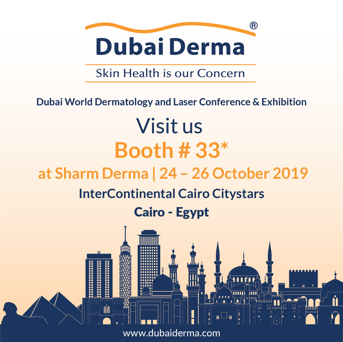 DubaiDerma's tweet photo. VISIT US at Sharm Derma 2019
on 24th - 26th October 2019 BOOTH #33* at InterContinental Cairo Citystars, Cairo - Egypt.
See you there!
#dubaiderma #skinhealthisourconcern #indexholding #Conference #Exhibition #registrations #dermatology #dermatologist #skinhealth #sharmderma https://t.co/yYY6d5h2Hy