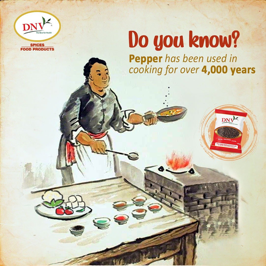 FoodDnv's tweet photo. #FoodFact 
Black pepper has been with us for more than 4000 years!

#DNVFoodproducts #Spices #FoodFact #BlackPepper #PepperFact #Festivals #Celebrations #Loveforcooking #Cookinglover #Indian #Indianfood #DNVSpices #DNV #Indianmasala #FoodLover #Spicy #truelove #brands #Food https://t.co/nwZPG9s8CU
