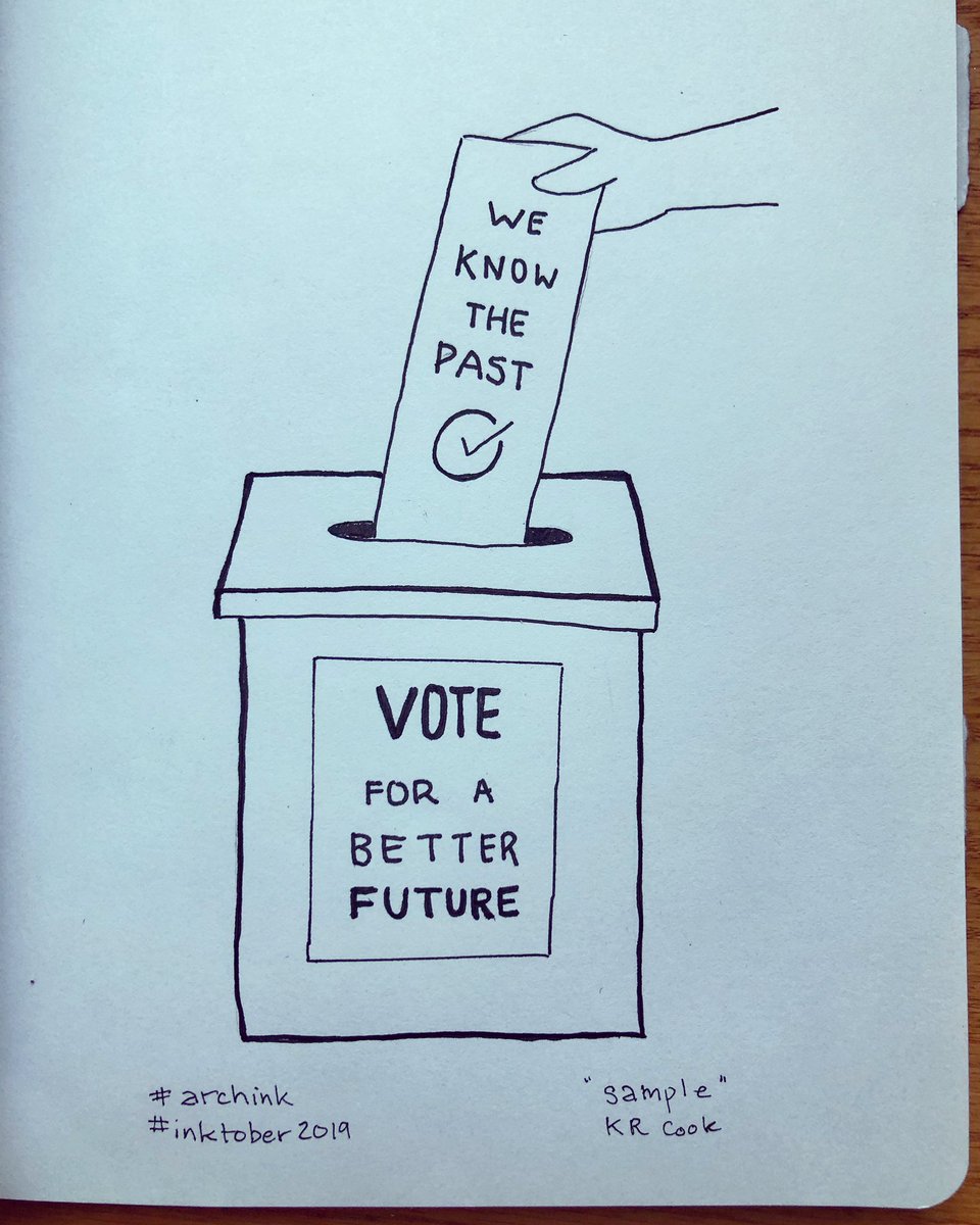 KatherineRCook's tweet photo. For #archink “sample” prompt I only have one type of sample on my mind today: it’s Election Day in Canada - go out and vote. Go now! #samplesizematters #ElectionDay #ElectionsCanada #inktober2019 https://t.co/oXsFDmjb0M