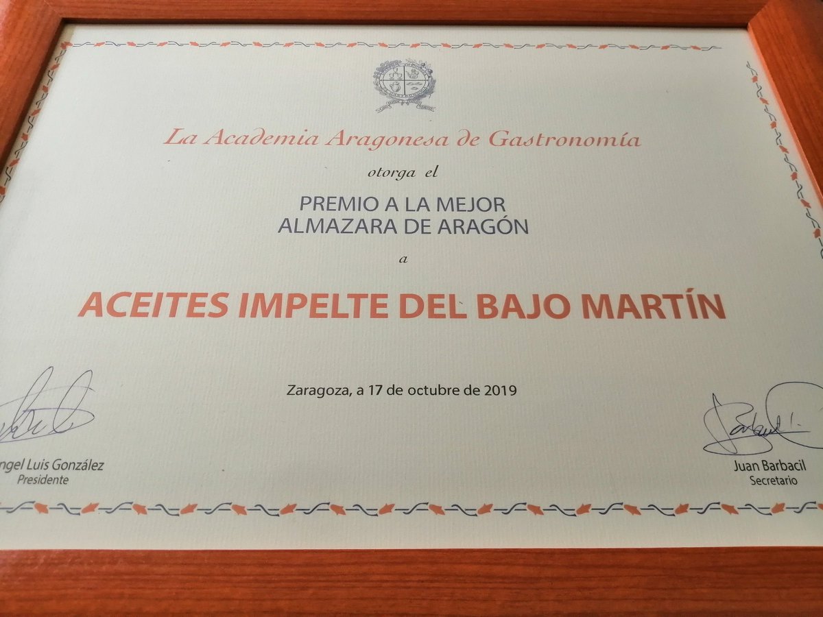 Mejor Almazara de Aragón. #AOVE #AceitedelBajoAragón #Premios2019 1/5 #Almazara