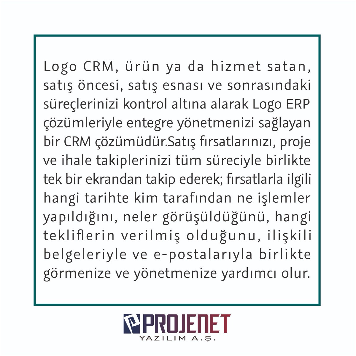 projenetyzlm's tweet image. Ürün ya da hizmet satan, satış öncesi, satış esnası ve sonrasındaki 
süreçlerinizi kontrol altına alarak Logo ERP çözümleriyle entegre yönetmenizi sağlayan bir CRM çözümüdür.
-
-
#crm #logocrm #logoerp #erp #projenetyazılım #satış