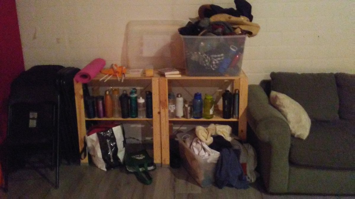 HepcatSwing's tweet photo. Today is LAST CHANCE to claim any items in the Lost &amp; Found! We'll be packing them up at 10pm, then donating them to the OFCP. Lots of water bottles, sweaters, jackets, and shoes especially. https://t.co/lvP4M1gv04