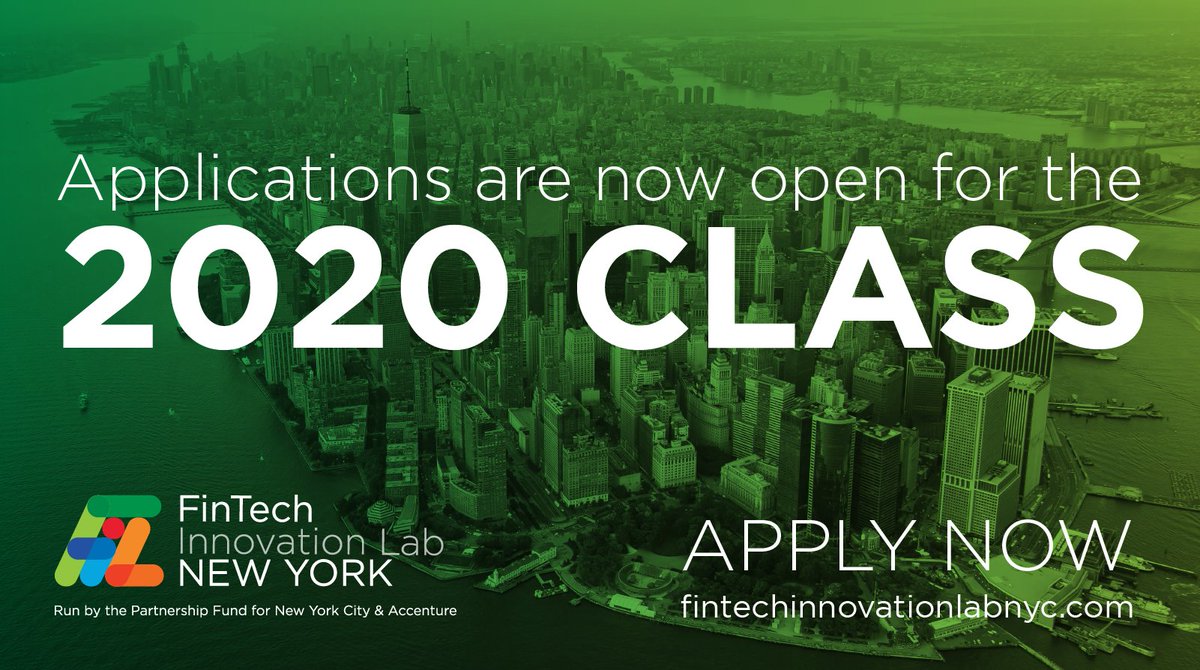 FinTechLab's tweet image. Applications are open for the #FintechLabNYC! Apply now thru December 2. accntu.re/2pDypv1