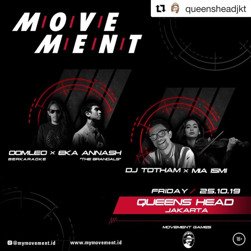 Ayo kita karaoke bareng @oomleo di acara #mymovement jumat ini 25 okt di @queensheadjkt cusss!