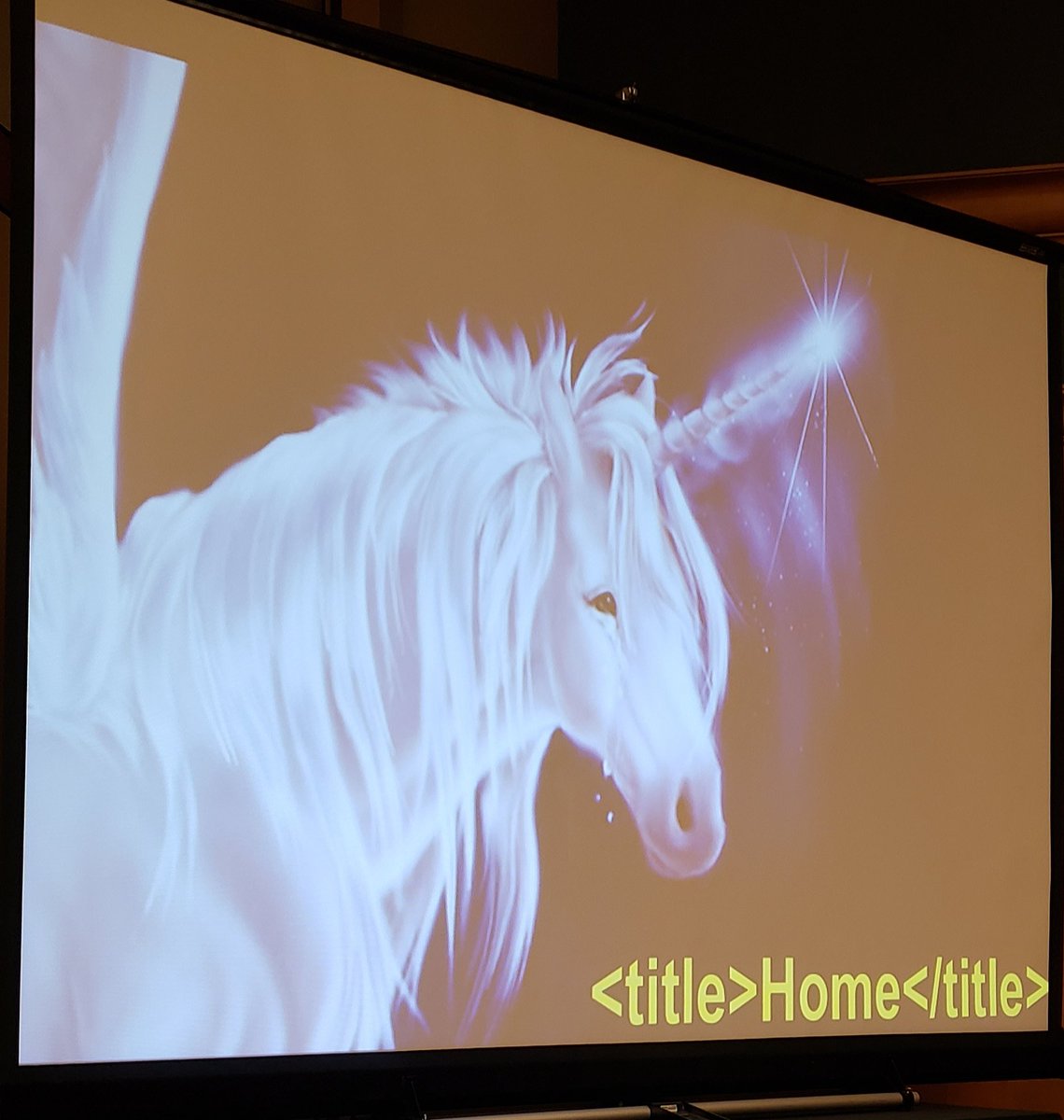 RealJennyPhan's tweet photo. Don't make unicorns cry! @crestodina drops SEO knowledge at @orbiteers #contentjam. Pro tip for architecture and engineering firms: don't sacrifice visual beauty for SEO. Make your page longer. Add the best content... below the imagery. Win-win. https://t.co/uraWoJS3xI