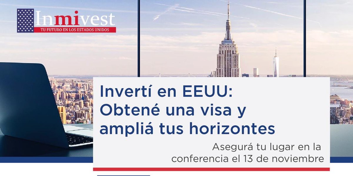 germanpaoloski's tweet photo. ¿Querés saber cómo obtener una visa de inversión en EEUU? Inmivest te ofrece la oportunidad de invertir en EE.UU y obtener una visa de inversor. Si querés saber más, vení al evento el 13 de noviembre en Buenos Aires. Asegura tu lugar en https://t.co/cdp9wfAl2C #inversionesEEUU https://t.co/1afX31Qvx5