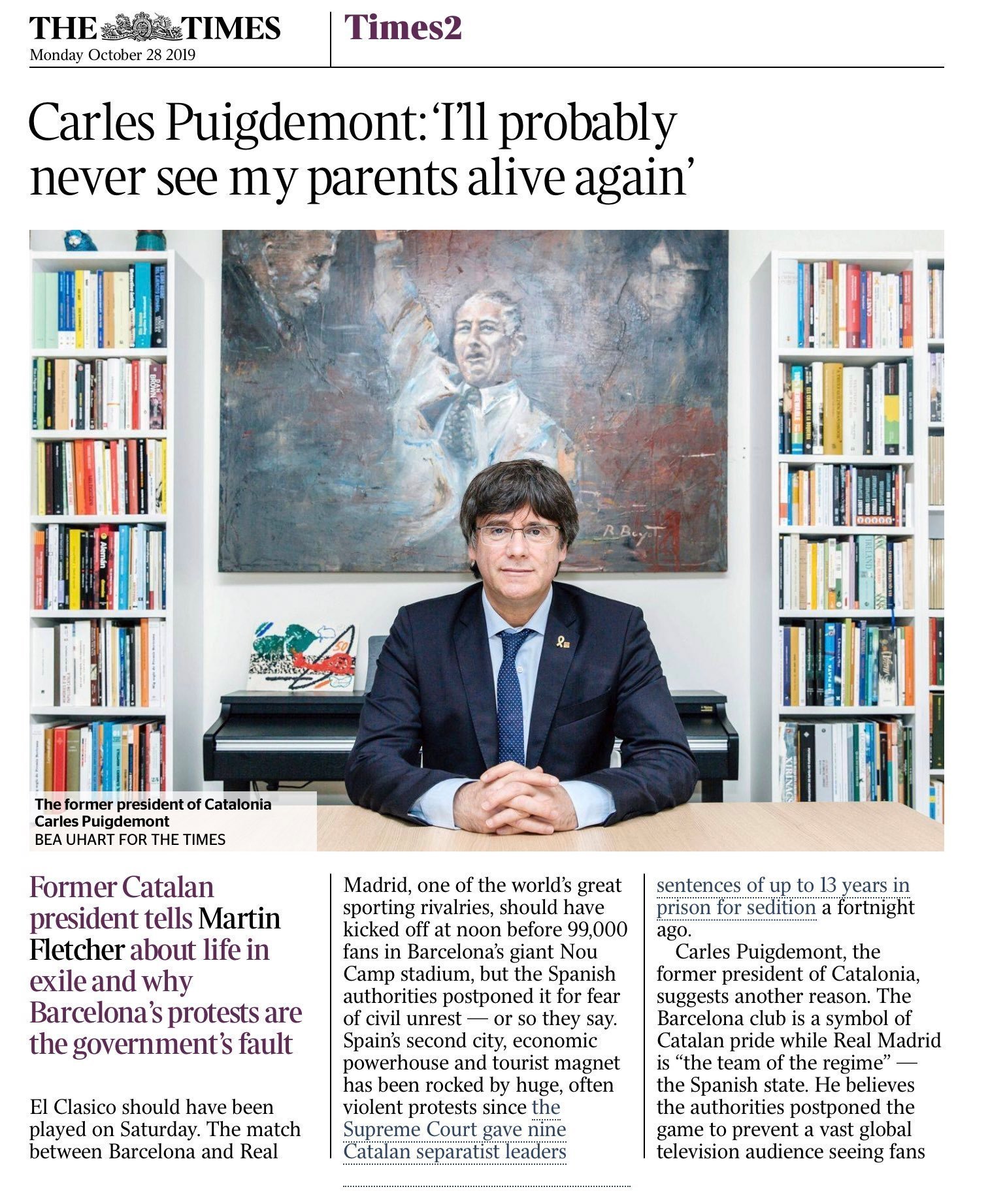 Puigdemont probablemente no vuelva a ver a sus padres vivos. :(