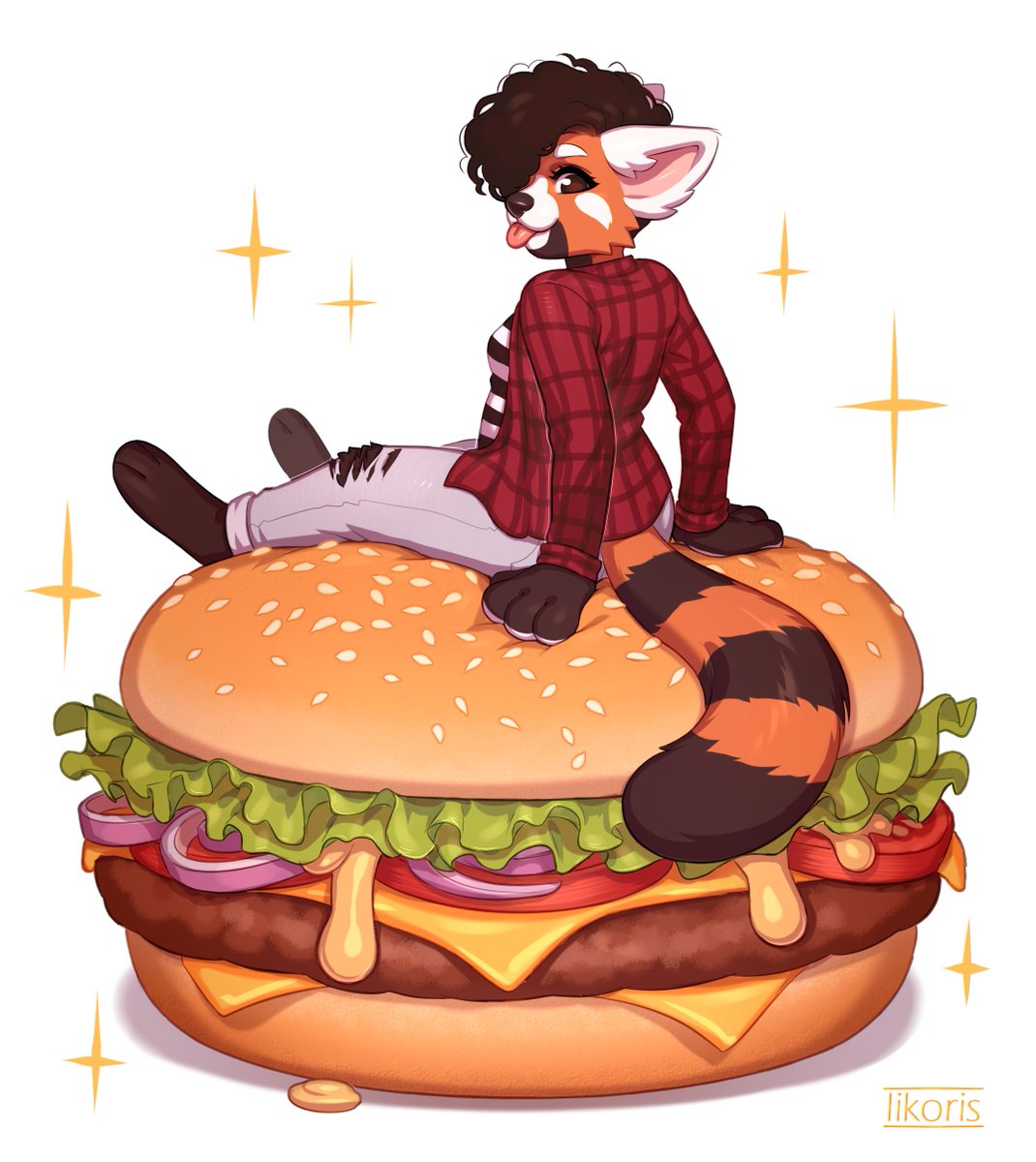 Waiter, there’s furries in my food!#furry #pizza #burger #art.