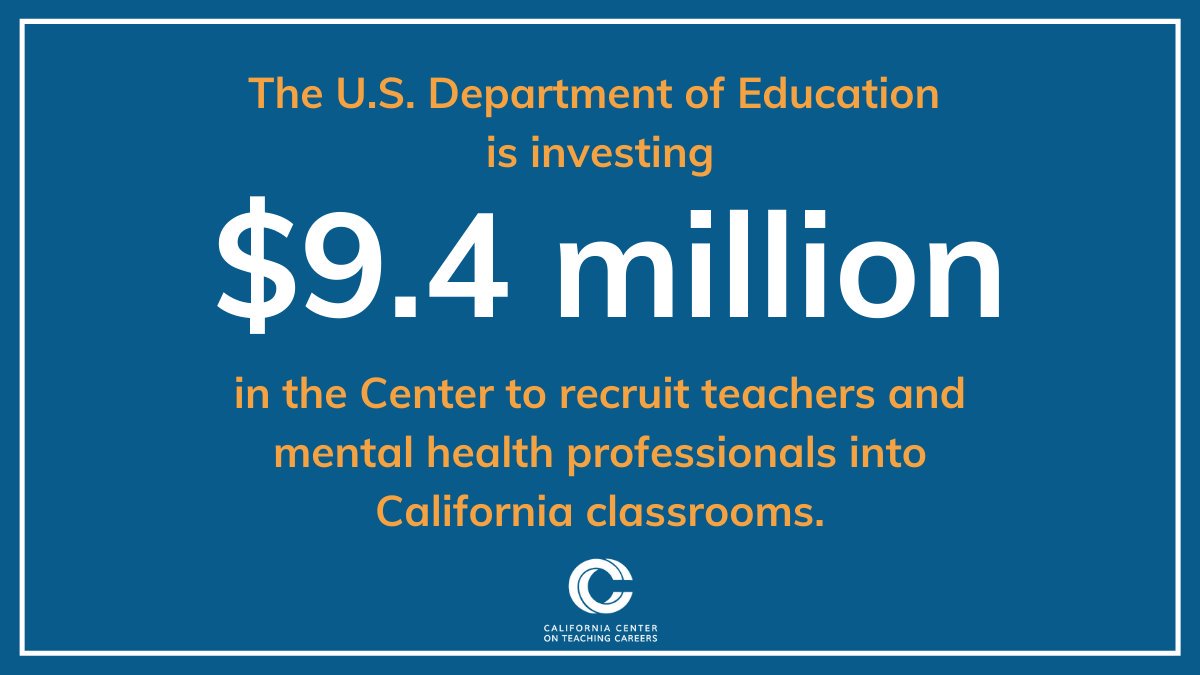 Cal_Center's tweet image. @usedgov has awarded us over $9 mil in grant #funding to expand teaching residencies &amp;amp; mental health professional recruitment into rural #California districts. Find your pathway at bit.ly/2q5bWEt #ExploreTeaching #TeacherPathways