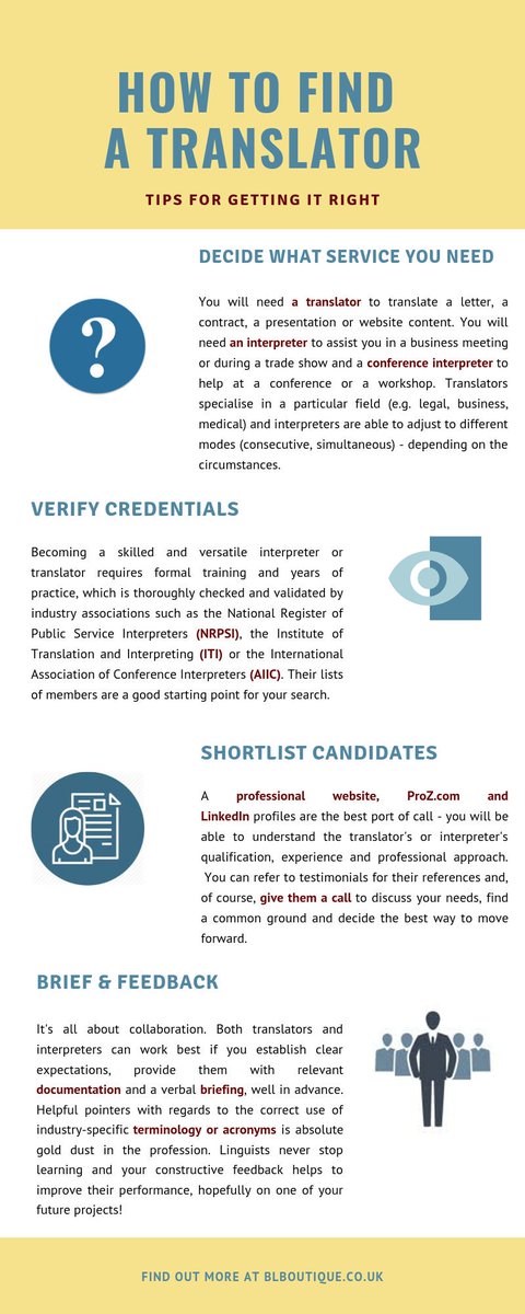 blb_team's tweet photo. Some practical insights on how to find a #translator and get it right. Did you know that the #blb_team is offering pricing packages as part of its #bespoke service? Find out more: https://t.co/B1e60hEd8v https://t.co/Y07wUQQndk