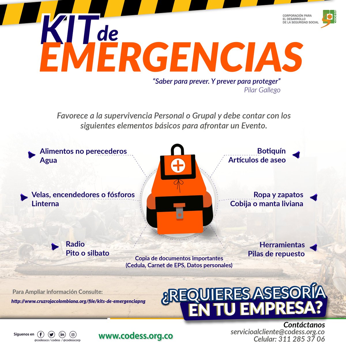 codessco's tweet image. Estos son los elementos básicos con los que debes contar para afrontar un evento #KitdeEmergencias #Tipsinformativoscodess
.
.
.
.
#Emergencias # #Seguridad #Plan #Responsables #Intervención #Kit #ElementosBásicos