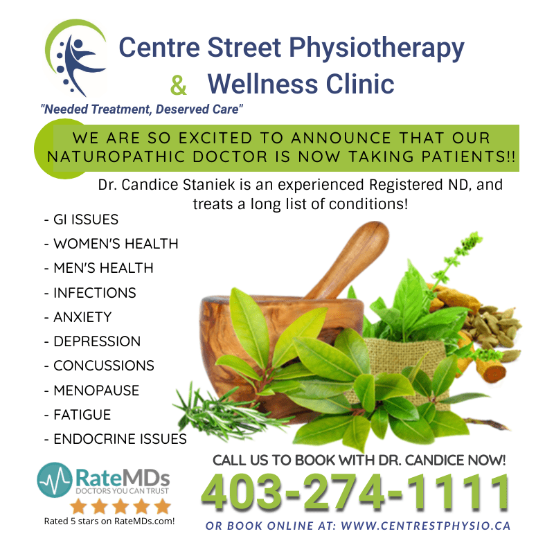 centrestphysio's tweet photo. Candice Staniek, ND is now taking appointments at our clinic!
For a limited time, she is offering FREE 15-minute Naturopathic consultations!👩‍⚕️Call now to book! 403-274-1111 #centrestphysio #candicestaniek #naturopathy #ND #naturalmedicine #yyc #freeconsult #exciting https://t.co/TSYxIeNybe