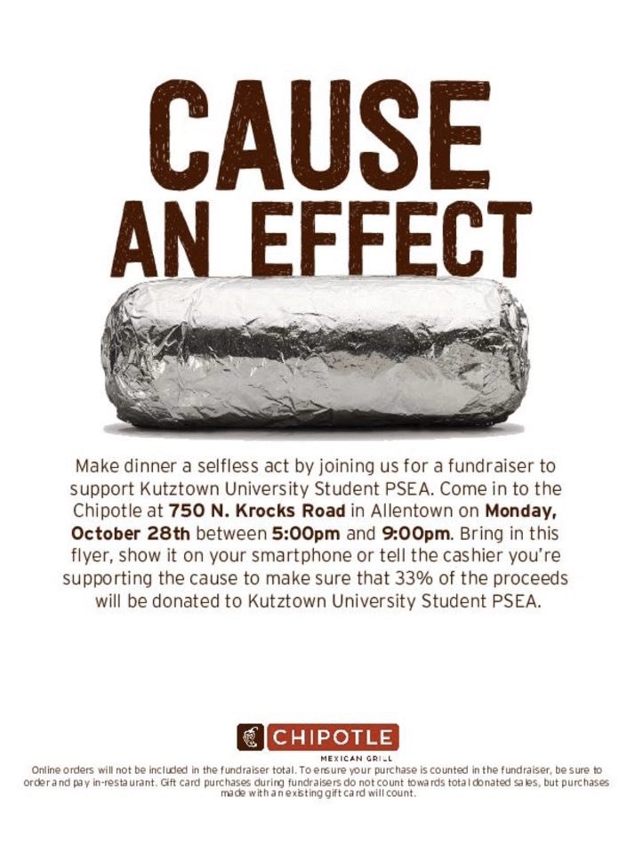 kuspsea's tweet image. Hey everyone!  Stop by Chipotle in Allentown from 5-9 to support SPSEA! ✨
