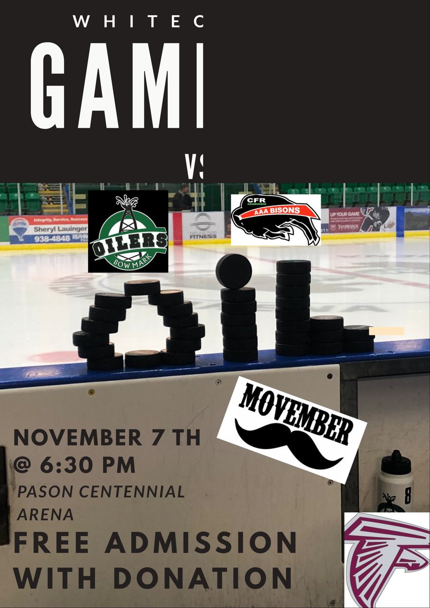 Donate &amp; help the <a href="/BowMarkOilers/">Bow Mark Oilers Hockey Club</a>  Raise needed funds for #menshealth in #Movember. Stop men dying too young. Support our whiteout game Nov 7 th <a href="/OOAA_Hockey/">OOAA Hockey</a>   <a href="/OkotoksHockey/">Okotoks Minor Hockey Association</a> @OKWesternWheel <a href="/TheEagle1009/">The Eagle 100.9 / Okotoks Online</a>   mobro.co/14026281?mc=6