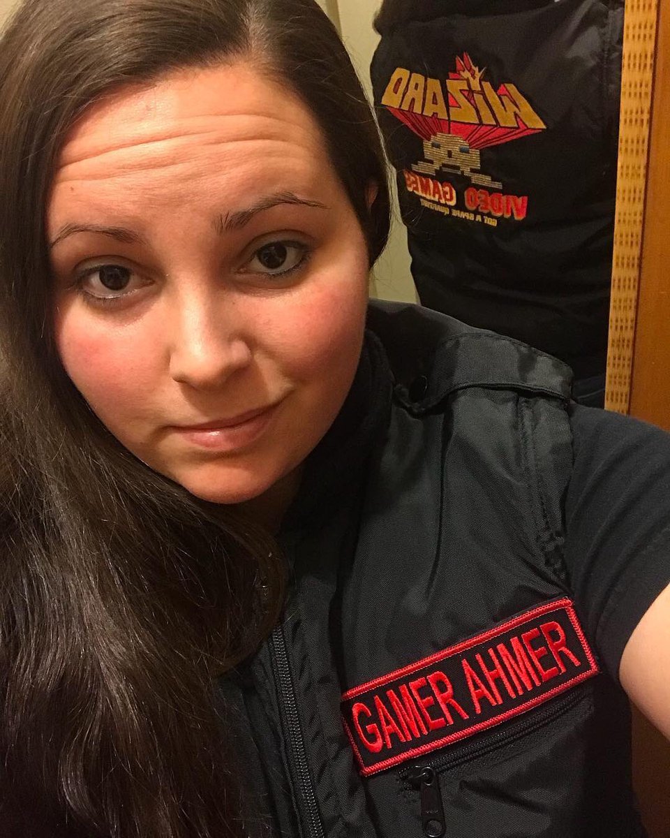 GamerAhmer's tweet photo. One of my favorite gaming jackets. 😍 I just love the look of this 1980’s jacket! #videogames #collection #gameroom #atari #wizardvideo #halloween #wizardvideogames #atarigames #texaschainsawmassacre #atari2600 #1980s #ataripromo #gamerahmer #gamergirl #gamingcommunity #games https://t.co/6c3So0AVCh