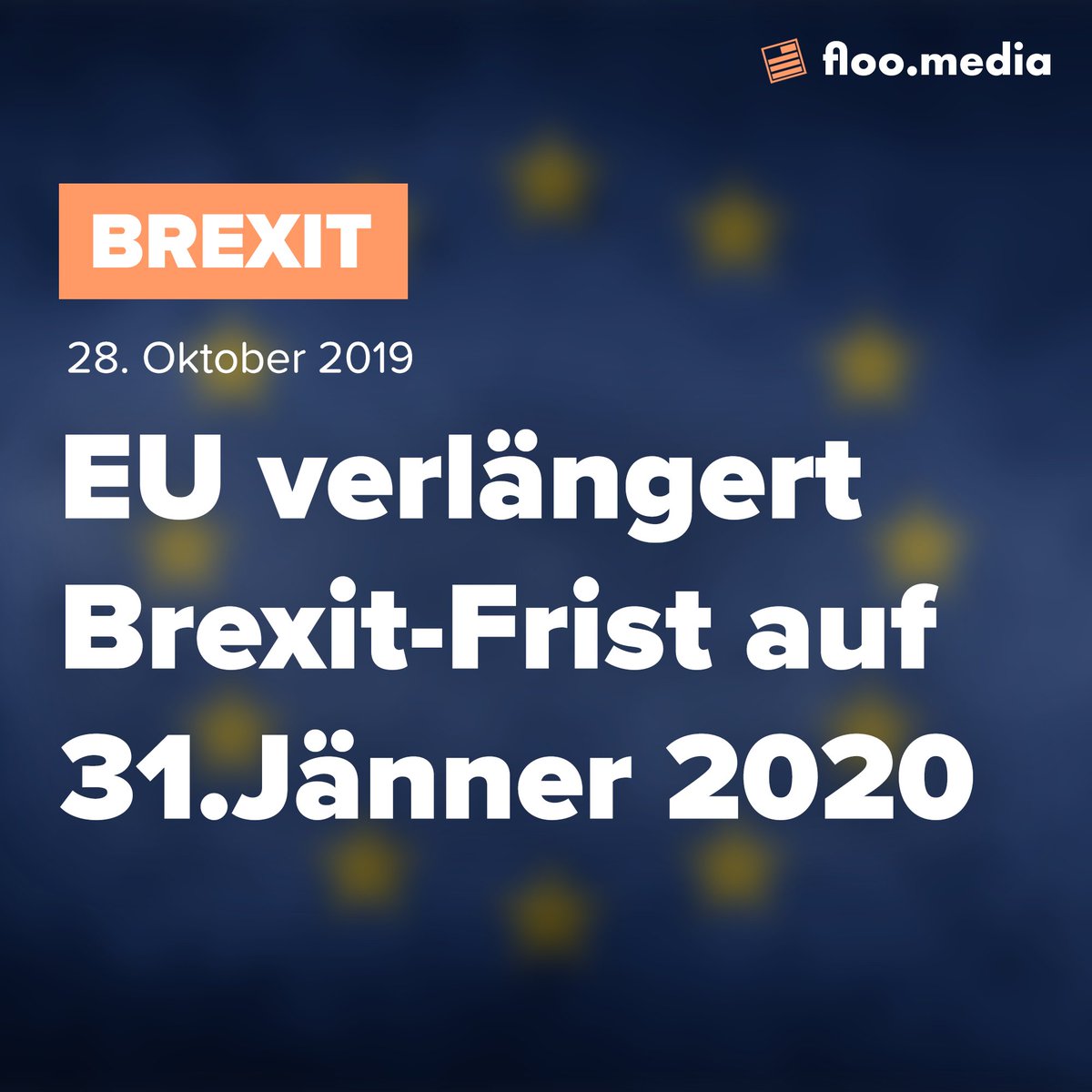 flooMagazin's tweet photo. EU🇪🇺: Brexit Frist auf 31. Jänner verlängert
Nachdem sich die englische Regierung nicht einigen konnte, verlängert nun die #EU die Frist für den #Brexit, um der englischen Regierung mehr Zeit zu geben. 🇬🇧#floomedia https://t.co/zOQK0Ucyyk