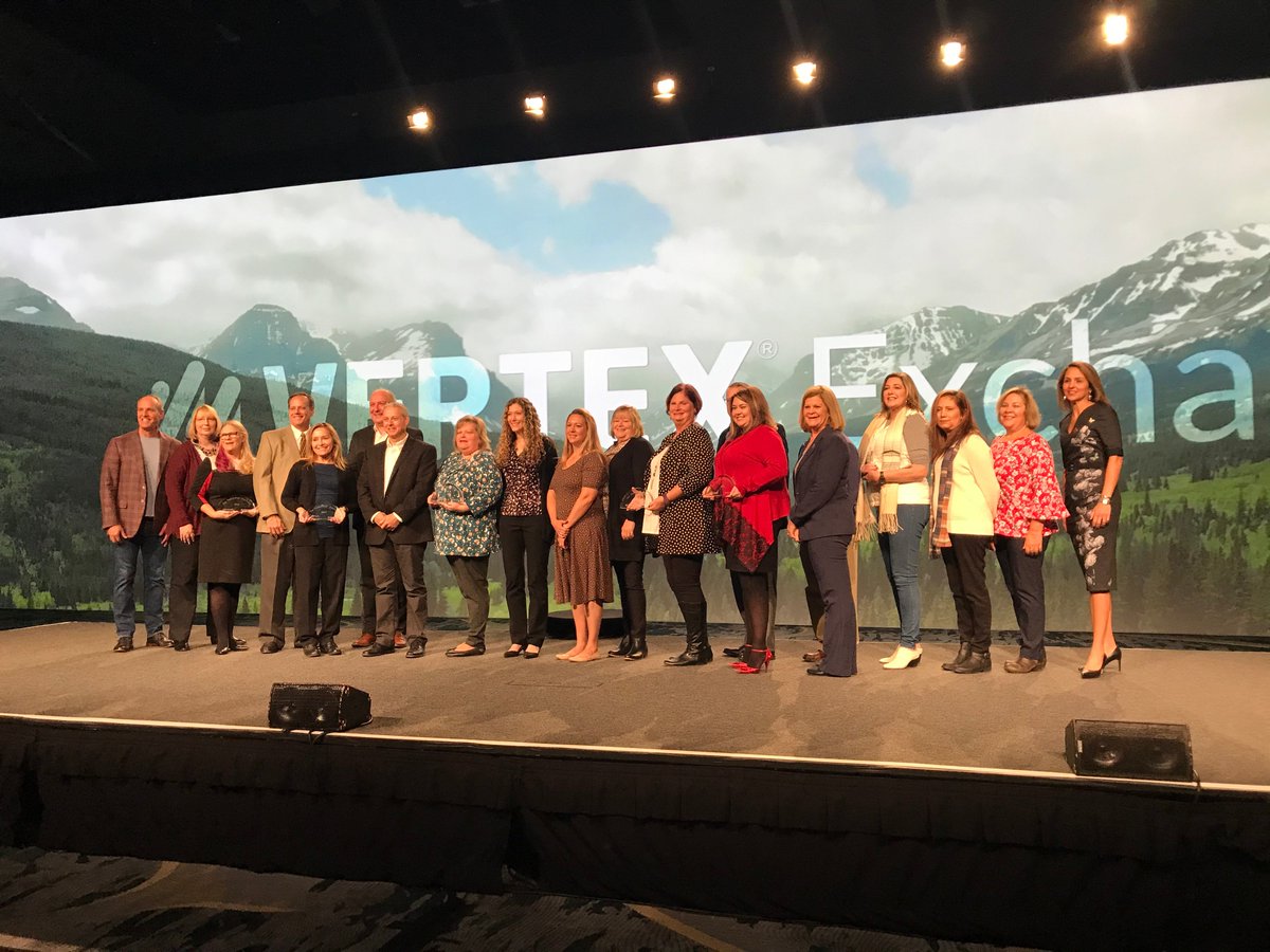 vertexinc's tweet photo. Congrats to our 2019 Innovation Award winners for their forward-thinking approaches to using #tax technology to deliver increased business value to their organizations! Read their stories: https://t.co/zBZWu4uZtN #VertexExchange #ConnectWithVertex https://t.co/OAFwfSQZsF