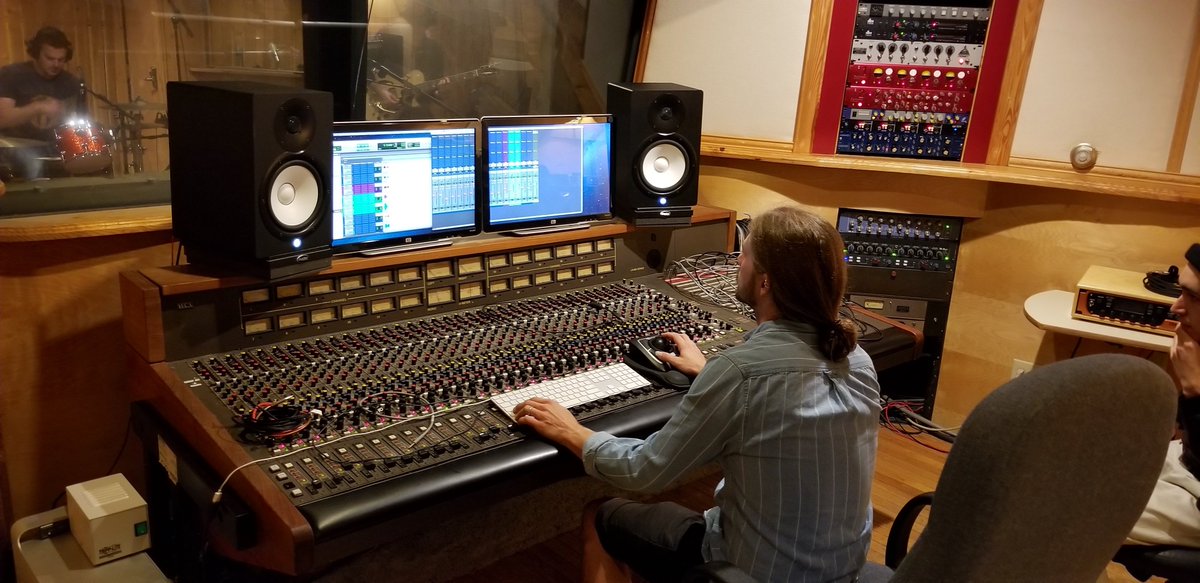 Brad Kleinschmidt and band in yesterday to lay down rhythm beds for some new songs with engineer Carey Goodspeed.