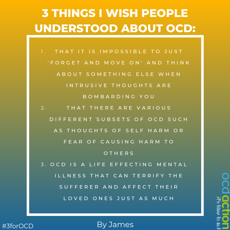 ocdaction's tweet photo. Here are 3 things that James wants people to understand about OCD.

#3forOCD https://t.co/eoCQqc08J6