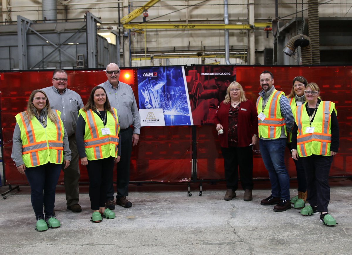 TelsmithInc's tweet photo. We hosted an AEM sponsored Pancake and Policy Tour where employees ate a tasty pancake brunch followed by AEM members talking to us about the I Make America Campaign. #imakeamerica #aem #telsmith https://t.co/UtgB0PpWka