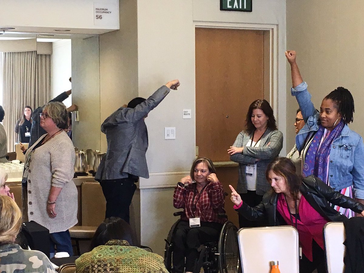 AccessVSA's tweet photo. "Power looks different for different people." From our session, Belonging: Access and Inclusion through Arts as a Vehicle for Connection, Courage, and Compassion. #VSAIntersections #KCSpecialEd
.
[Image: six people posing in different power poses.] https://t.co/5AJVo3H64k