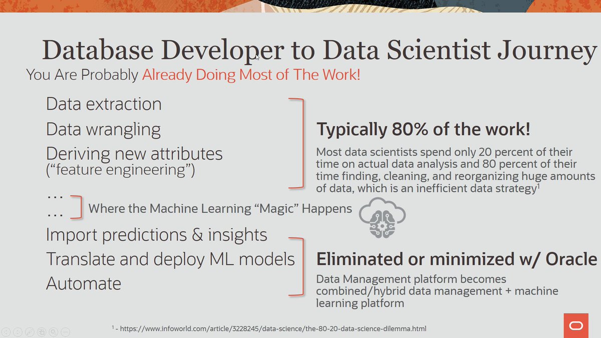 CharlieDataMine's tweet image. Hope you join this Free VIRTUAL WORKSHOP: "The Changing Role of DBA: Database Developer to Data Scientist in 6 Weeks!"
October 30, 2019, 10:00 a.m. PT / 1:00 p.m. ET
go.oracle.com/LP=86151