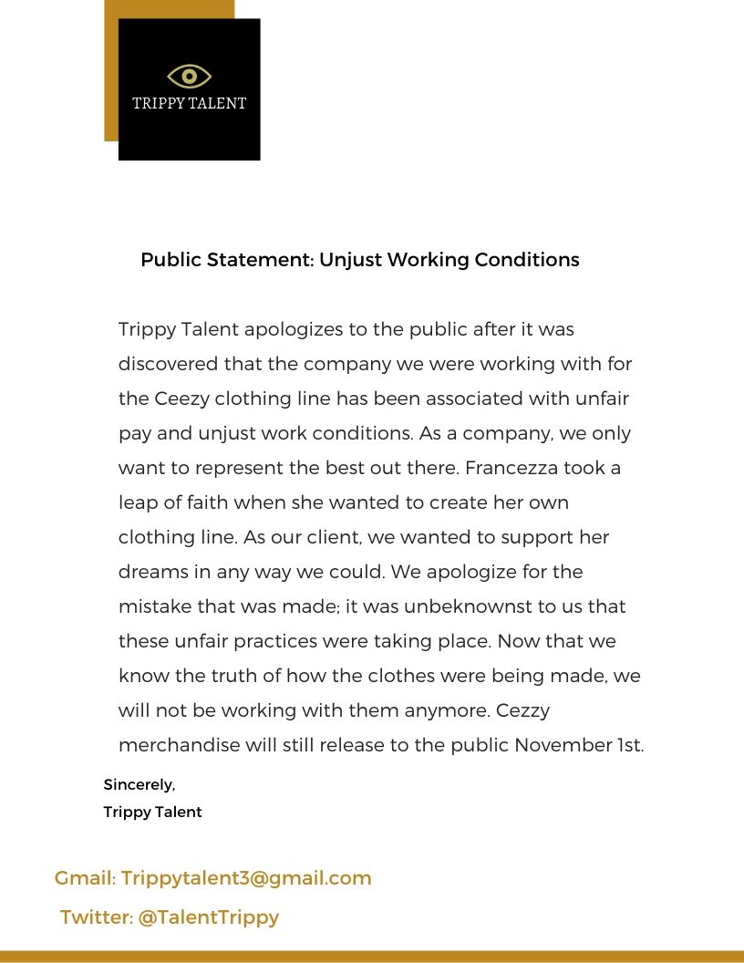 TalentTrippy's tweet photo. A statement to the public. We are so sorry this has happened. We make mistakes, and look forward to fixing them and having a brighter future. Thank you for all of the love and support. #Trippy https://t.co/f8BNA9wOD7