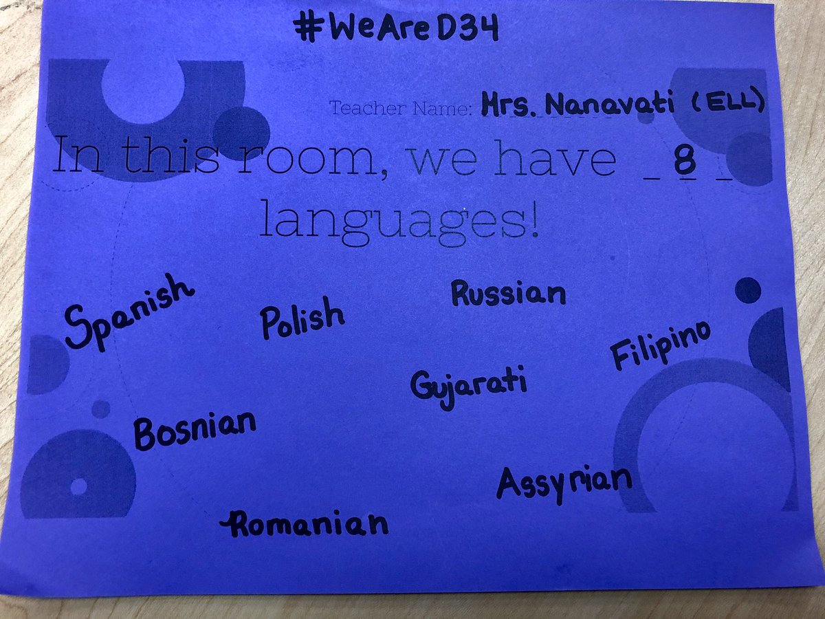 We celebrate linguistic diversity in our classroom and are proud to speak 8 different languages! Love our languages campaign 😊#HenkingROCKS #weRD34 @MrsSpinasClass