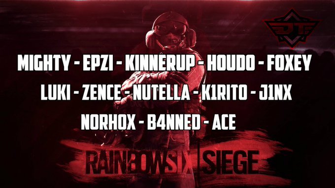 DeeTrixGG's tweet photo. Official 
@DeeTrixGG
 roster for Rainbow Six Siege.

First roster.
🇷🇸 | Epzi
🇹🇷 | F0x3y
🇩🇰 | Houdo
🇩🇰 | Kinnerup
🇻🇳 | Mighty

Second roster.
🇵🇱 | Luki
🇩🇰 | Zence
🇮🇳 | Nutella
🇬🇧 | K1rito
🇩🇰 | J1Nx

Stand-In.
🇩🇰 | Nobeast
🇳🇴 | ACE https://t.co/nA9KQP9v5n