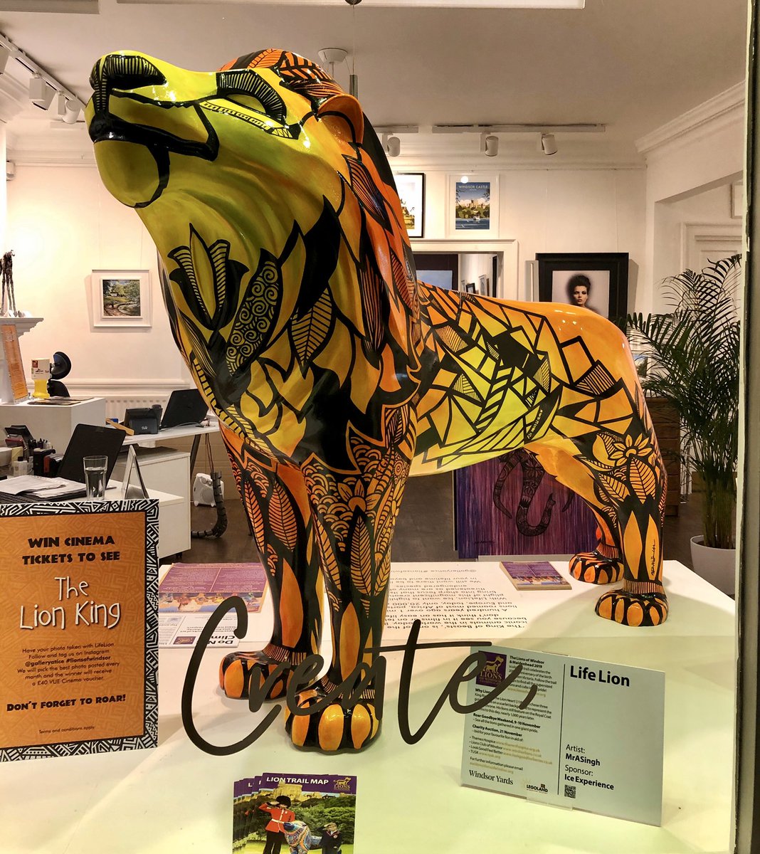 If you haven't seen my vibrant Lion sculpture yet, this is the final week to say hi before he heads off to get pampered for the auction! 

Life Lion is currently residing at <a href="/thegalleryatice/">The Gallery at Ice</a> in Windsor and he loves visitors! (Just check that he’s eaten before you pet him) 🦁👑