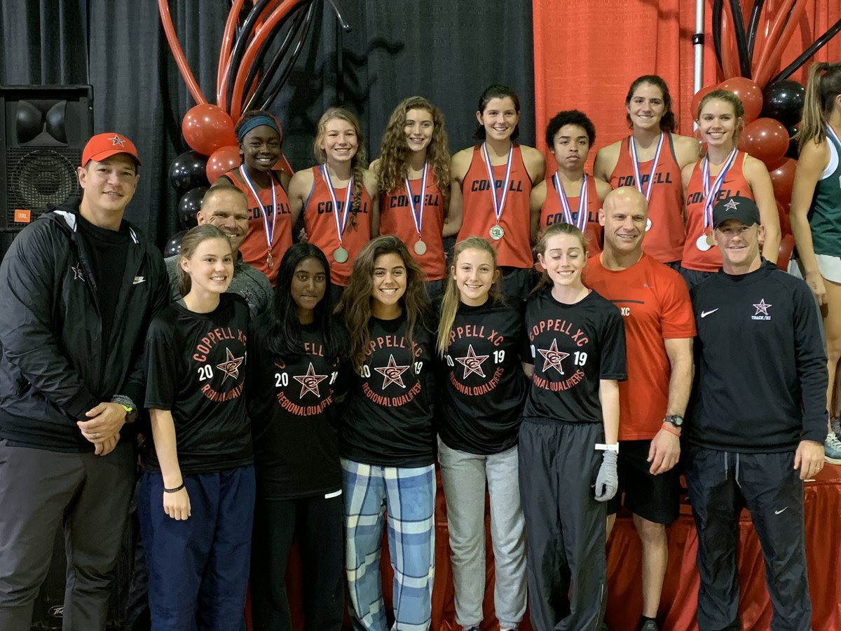 NicoleJund's tweet photo. Your @coppelltrackxc on the medal stand at @uiltexas Region 1 CC meet! Headed to State!! @CoppellSports1 @Coppellisd https://t.co/2fo8ZgErdt