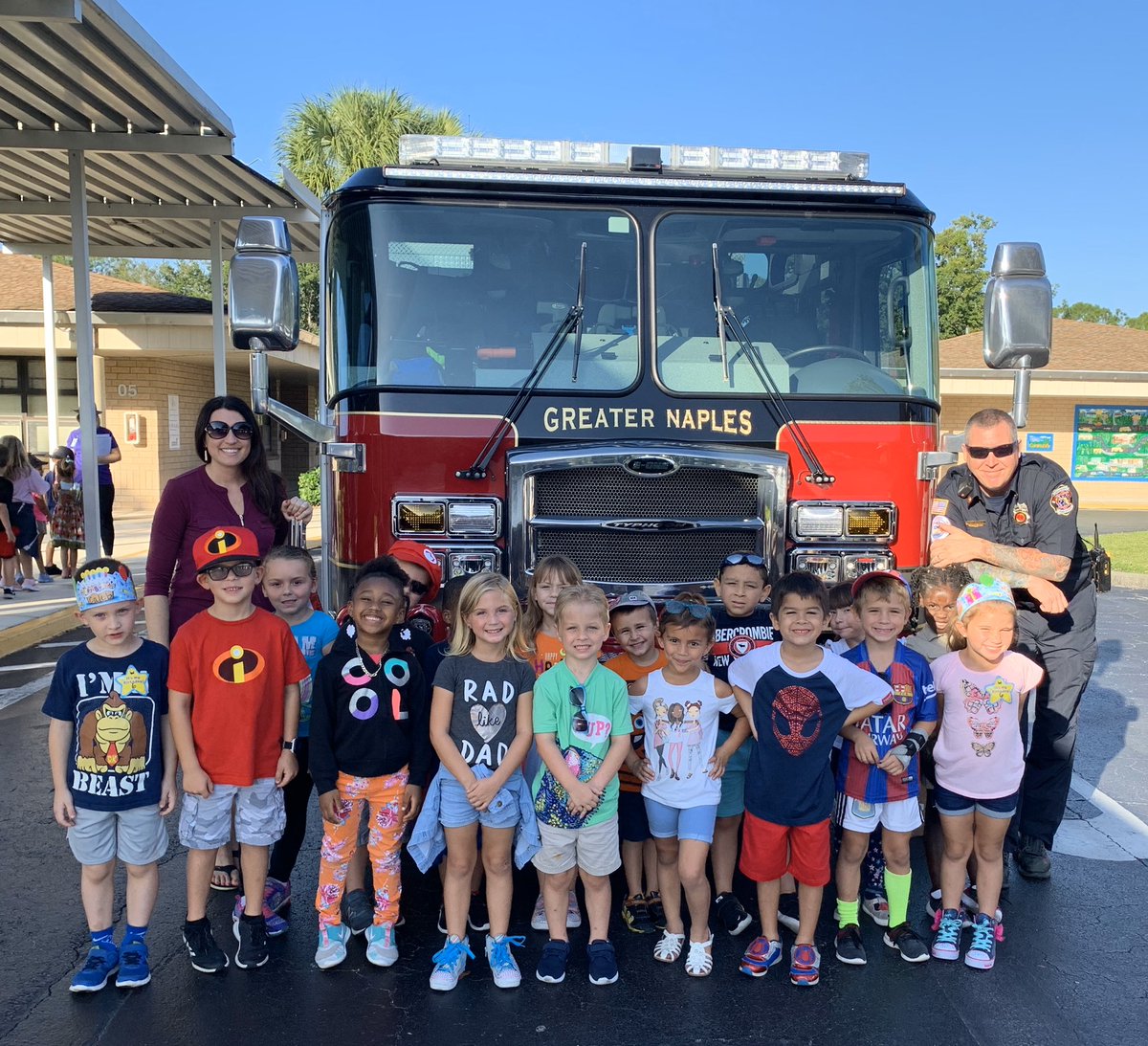 fletcj15's tweet photo. We had a wonderful visit from the Naples Fire Department today! 🚒 @BCEBobcat https://t.co/VBa517GcDl