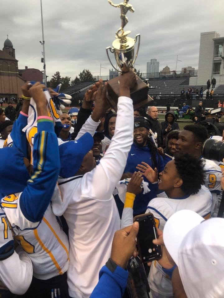 PittPACS's tweet photo. Congratulations to Westinghouse High School💙💛 on winning the 2019 City League football 🏈 championship! @PPSnews 
#GoBulldogs
#pittloveshomewood https://t.co/bHIbS2paLp