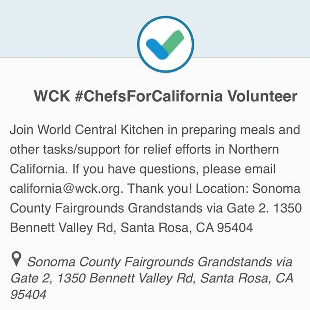 I just sign up for shifts in <a href="/wckitchen/">World Central Kitchen</a> to help provide fresh &amp; nutritious meals for Sonoma fire shelters and brave first responders fighting the #kincaidfire . If you are able to volunteer, click the link in bio to sign up and help out #SonomaStrong ift.tt/2PsxR60