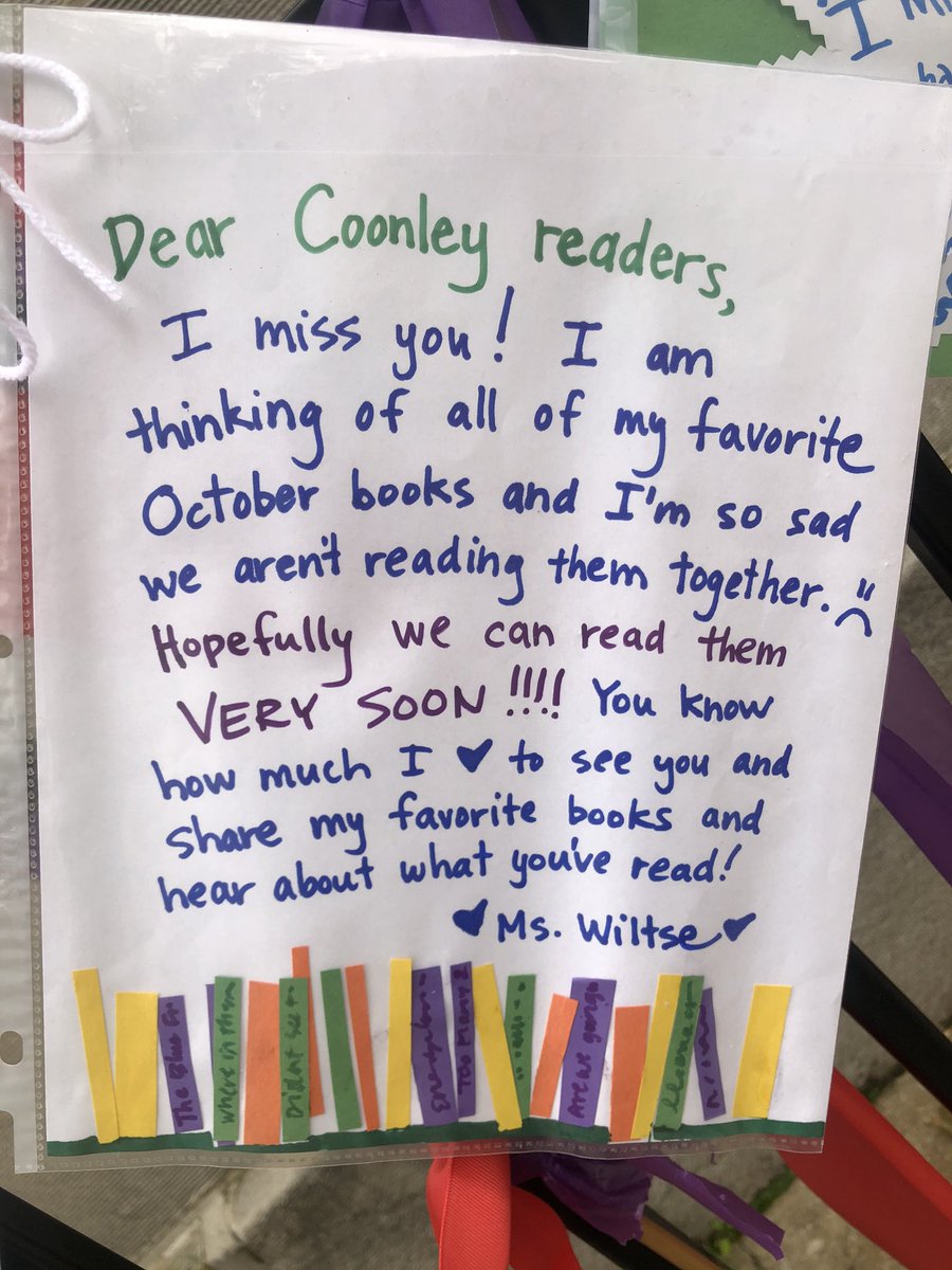LearnwithApple's tweet photo. Day 8 of the Chicago teacher’s strike.  It’s incredibly stressful for everyone!
Today our amazing teachers left notes for the students.  Coonley is extremely fortunate to have such amazing teachers!  #CTUstrike, @CoonleyLibrary @lbertucci3 @CoonleyES @Loza_at_Coonley https://t.co/AvsGcToWBj