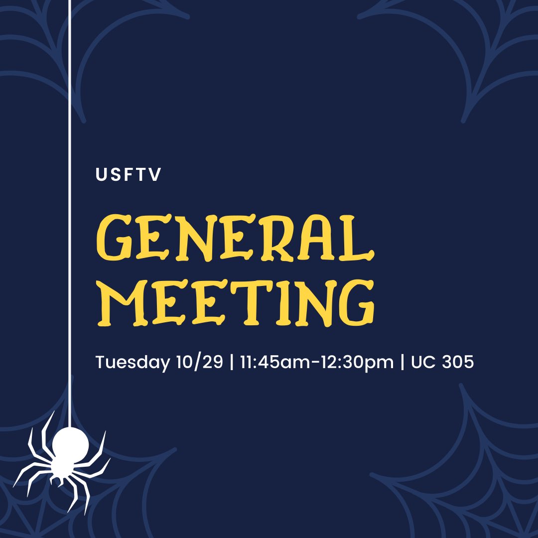 USFtv (@usftvofficial) on Twitter photo We will be in UC 305 tomorrow! See y’all there 👻 #spookyszn We will be in UC 305 tomorrow! See y’all there 👻 #spookyszn