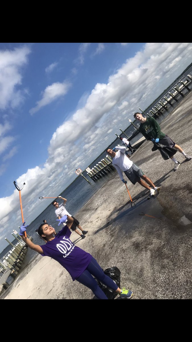 USFPhiDE's tweet image. This past Saturday, members from our chapter at USF went along the Courtney Campbell Causeway picking up liter found along the coastline. Over 30 members helped partake in this event and close to 35 full bags of trash were collected. #phide #usfbulls