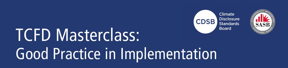 SASB's tweet image. This Thursday, Join SASB &amp;amp; @CDSBglobal for an interactive TCFD Masterclass webinar. Hear from the authors of the TCFD Good Practice Handbook share key insights from the publication #tcfdaction #esg 

bit.ly/2MAyxo6