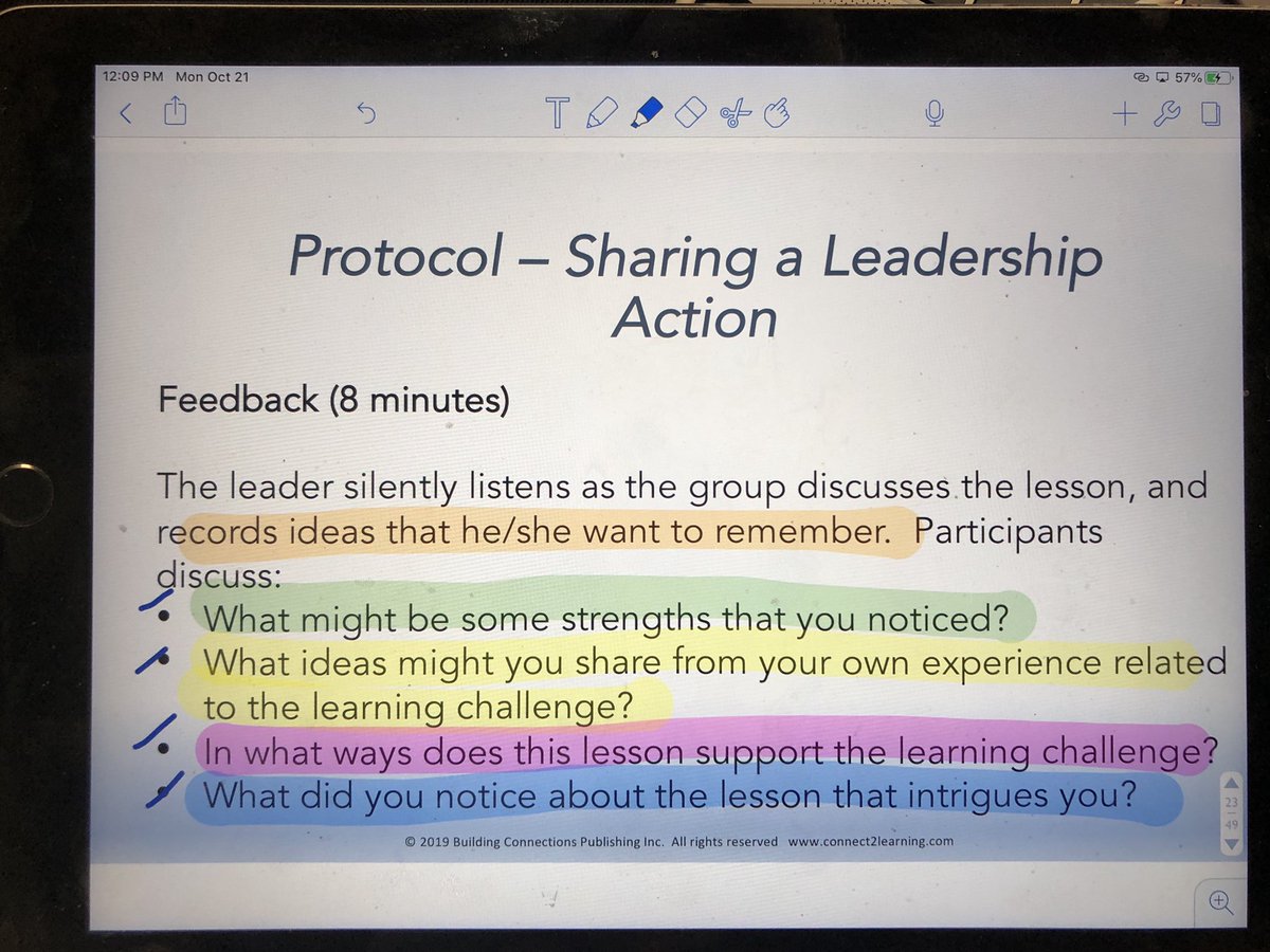 Using a protocol to get feedback on a potential leadership action. Fourth phase of seven...listening to colleagues &amp; recording ideas to hang onto. Later they will report back to share what has been heard that causes refinement of the plan. Building collective efficacy <a href="/EPSBNews/">EPSB</a>
