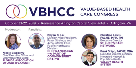 WorldCongress's tweet photo. During this discussion, we will hear from moderator, Nicole Bradberry CEO &amp; Chariman FLAACOS &amp; panelists on spreading infrastructure costs across a broader patient population &amp; developing a unified, payer-agnostic approach to coordinated care ensures success with APMs. #VBHCC19 https://t.co/cS4XH189mP