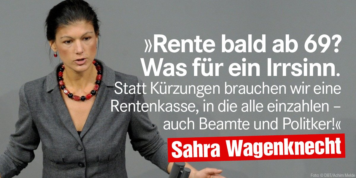 SWagenknecht's tweet photo. Malochen bis zum Tode? #GroKo-#Altmaier &amp; #BuBank setzen gemeinsam Axt für nächste #Rentenkürzung an. Trotz steigender #Altersarmut stellt Wirtschaftsminister sogar Stabilisierung des Rentenniveaus in Frage &amp; BuBank wíll Eintrittsalter auf 69 Jahre erhöhen https://t.co/qy9WrhyVTM https://t.co/IXJbbC1DKs