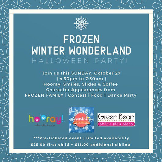 Hooray_VB's tweet photo. Dear Friends and Family! 
We hope you had a fantastic Weekend! I am sorry for the date mixup in regards to our Halloween Party.  Our dearest snow sisters are visiting us from winter wonderland on Sunday the 27th for our Frozen themed party! 
Please join … https://t.co/gayxroT28R https://t.co/5KDQ97BlQO