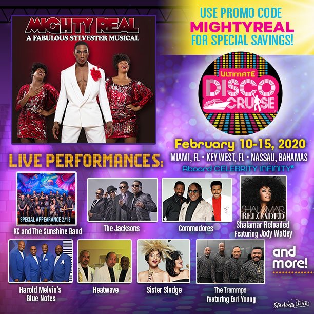 🎉 Hey #MightyReal fans! We will be part of the #UltimateDiscoCruise 2020 with all the best artists from the disco era. 🎊 Sailing from February 10-15, 2020. Use promo code MIGHTYREAL for the insider rate!! GO TO: UltimateDiscoCruise.com Book your spot today!