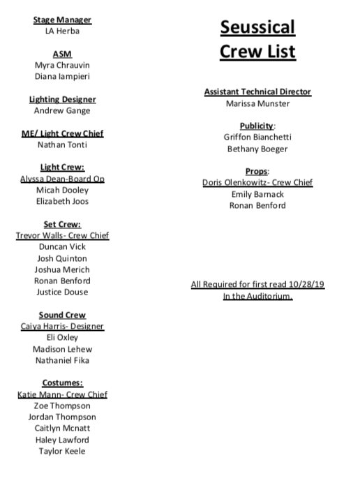 teacherLambert1's tweet photo. Update! Real crew list for Seussical https://t.co/G6vdNcQNWm