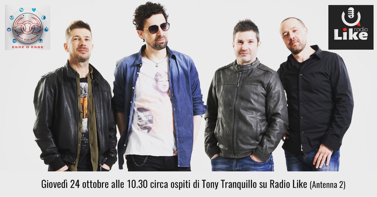 sosrockband's tweet photo. Intervista in studio ospiti di Tony Tranquillo giovedì 24 ottobre alle 10.30 su #RadioLike
-> https://t.co/i2nyQVcKBM https://t.co/AXUTYA79Lf