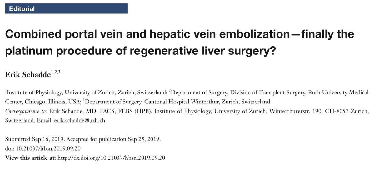 Simultaneous Portal Vein  and Hepatic Vein embolization may be  a step forward in liver surgery. 
#SoMe4HPB
My opinion:
hbsn.amegroups.com/article/view/3…