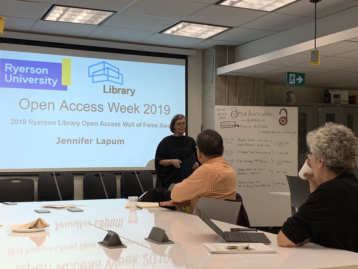 Recognized as an open access leader @ryersonlibrary  Well deserved by @7024thpatient