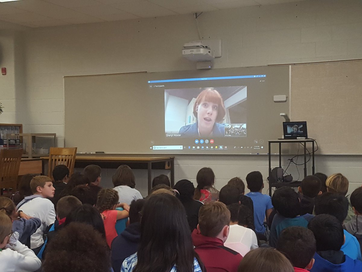 Maercker 5th grade students skyping with a biologist to ask questions from their unit of study. #d60learns