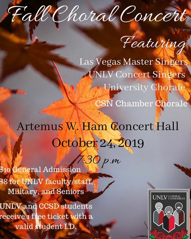 Our first concert of the year is here! Make sure to come see all of the UNLV Choral Ensembles and special guest CSN Chamber Chorale perform this Thursday! #unlvchoirs #unlvsings #unlvmusic ift.tt/2BwJNLS